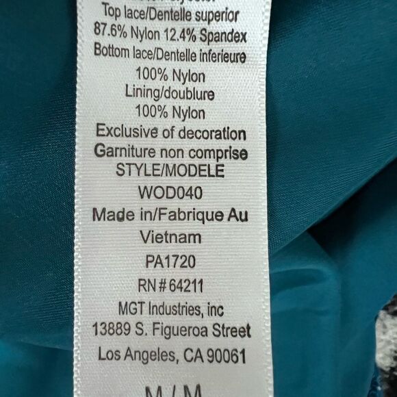 In Bloom by Jonquill Teal 2-Piece Satin/Lace Cami Short Set Size S/M - Picture 5 of 8